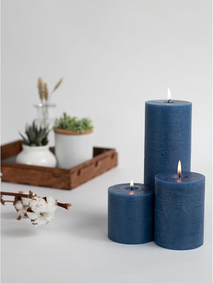 Assorted Pillar Candles Set of 3 – Sizes 3", Rustic Style Long Burning - Image 5