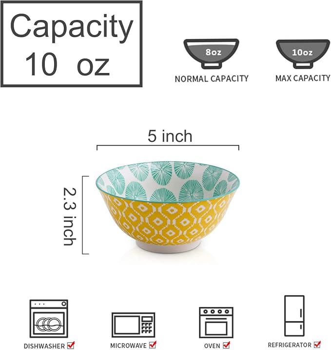 Selamica Porcelain Ice Cream Bowls Set of 6, Small Bowls, Ice Cream - Image 3