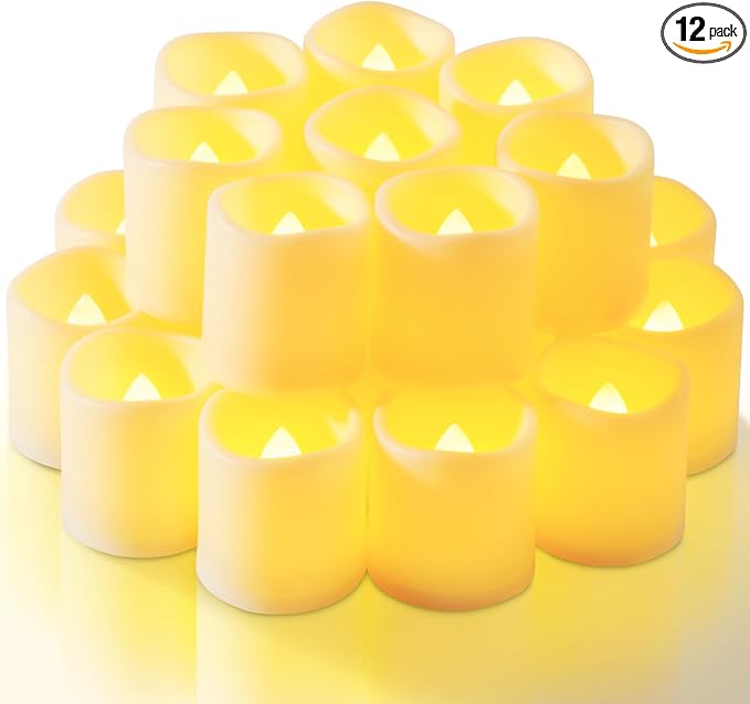 Homemory 12 Pack Ivory Flameless Flickering LED Votive Tealights Candles | by Homemory