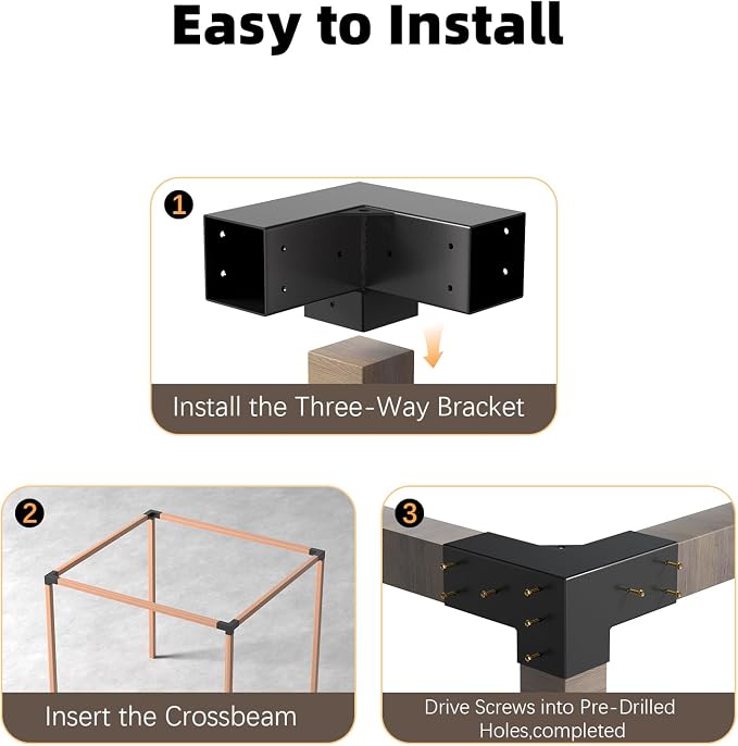 Pergola Brackets, 3-Way Pergola Kit - Image 5