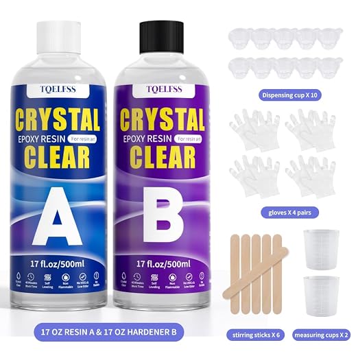 TQELFSS Epoxy Resin Kit 34 OZ, Crystal Clear Epoxy Resin Epoxy, Fast Curing - Image 7