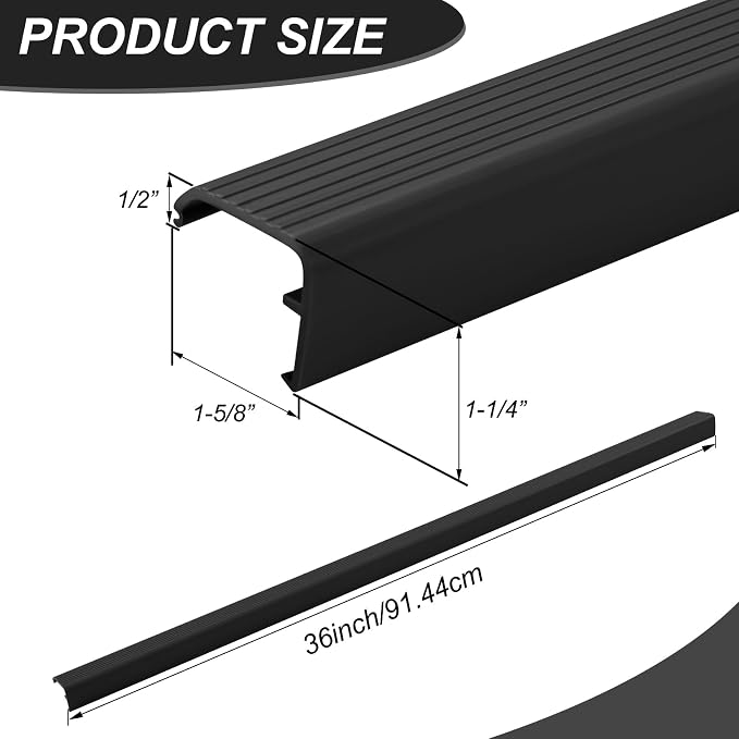 Briwooody 2 Packs Residential Threshold Cap 36'' Traditional Fixed Vinyl Cap - Image 2