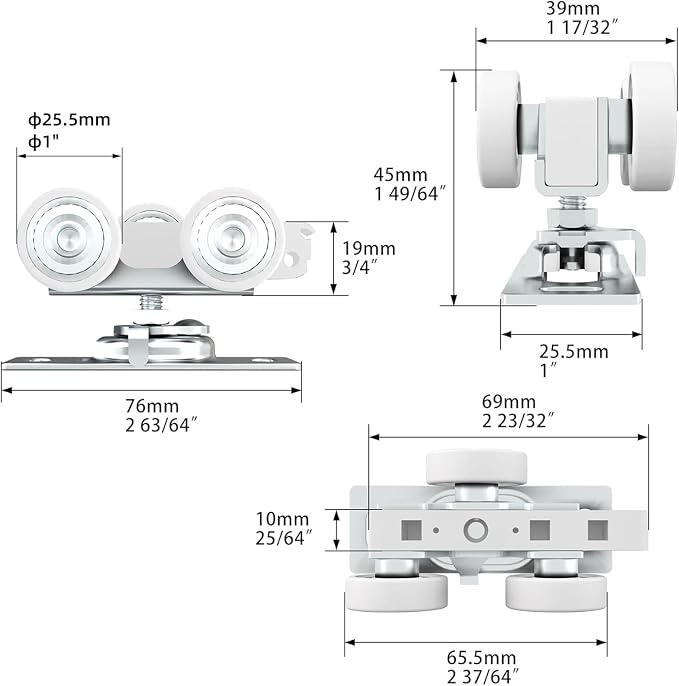 JUBEST Pocket Door Rollers Assembly, Commercial Grade Rollers Replacement - Image 2