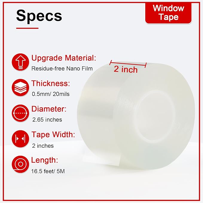 Transparent Window Weather Sealing Tape 2 Inch x 16.5 FT Weather Stripping - Image 7