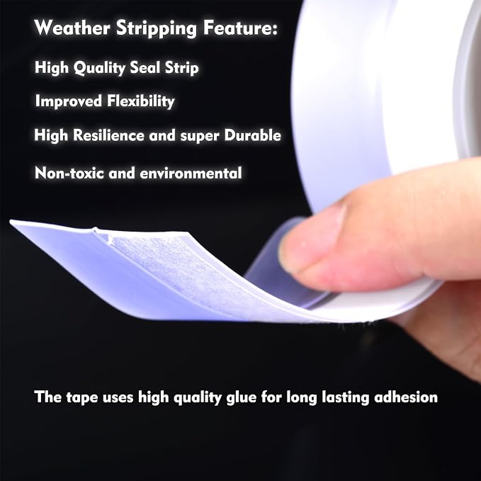 Silicone Seal Weather Stripping Tape 16.5 Ft Strip Bottom Draft Insulation - Image 3