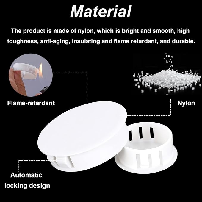 Tnisesm 190Pcs 9 Sizes Nylon Plastic Hole Plugs 1/5" 1/4" 5/16" 3/8" 1/2" 5/8" - Image 3