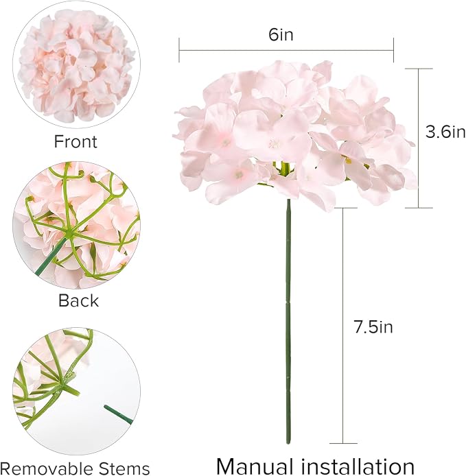Auihiay 304 Pcs Hydrangea Artificial Flowers, Faux Hydrangea Flowers | Silk - Image 4