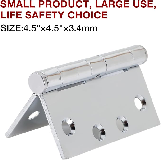 TDCHINGES Heavy Duty Door Hinges 4.5 Inch x 4 1/2" Polished Chrome Square | - Image 6
