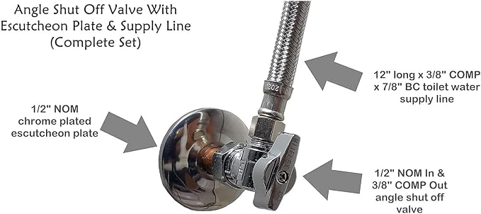 Complete Toilet Shut-Off Kit, 1/2" NOM x 3/8" OD - Image 2