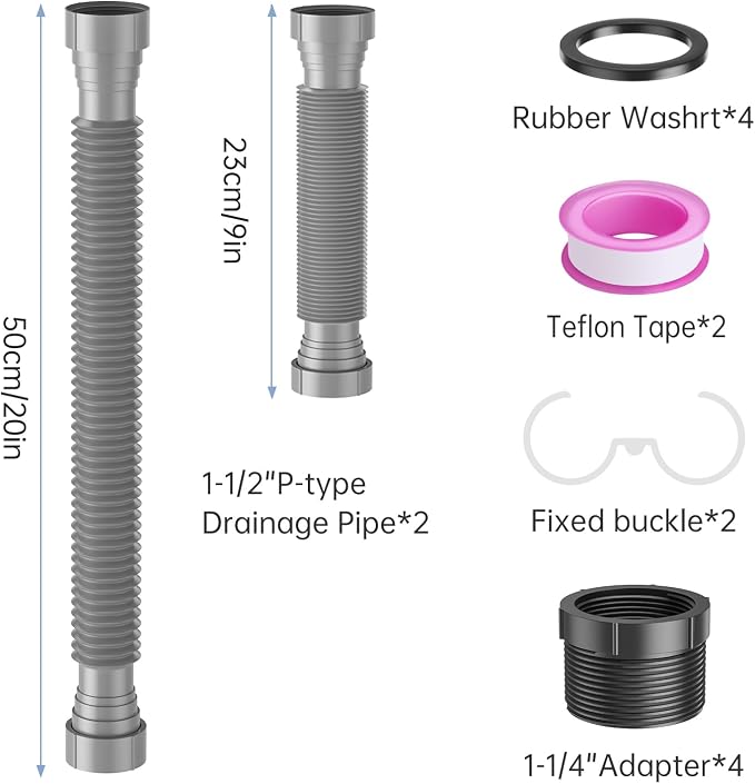 2 Packs Expandable Flexible P-Trap Pipe Kit Single Kitchen Sink Drainage - Image 6