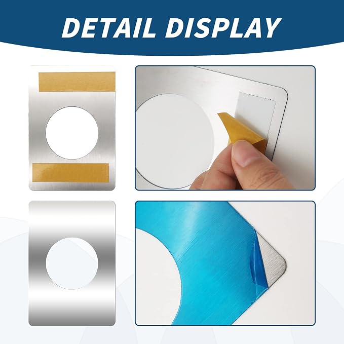 4 Pcs Stainless Steel Door Reinforcement Plate, Adhesive Door Knob Hole Cover - Image 7