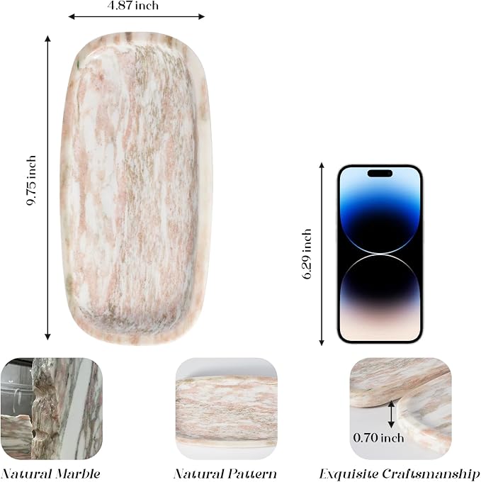 Natural Marble Tray for Bathroom Countertop, Vanity Tray for Decor, Marble - Image 6
