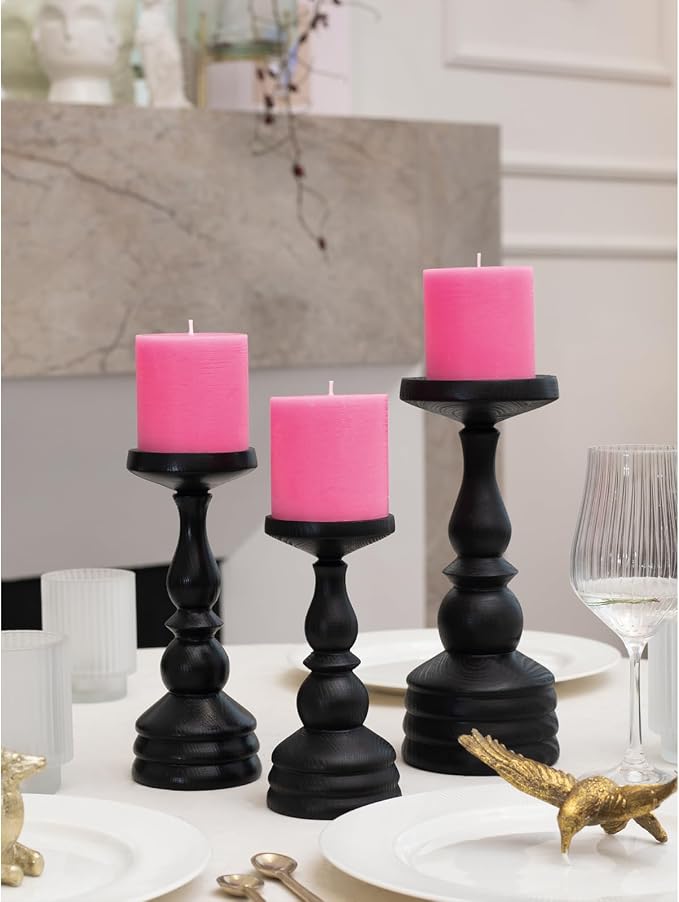3x3 Pink Pillar Candles Set of 3 - Image 4