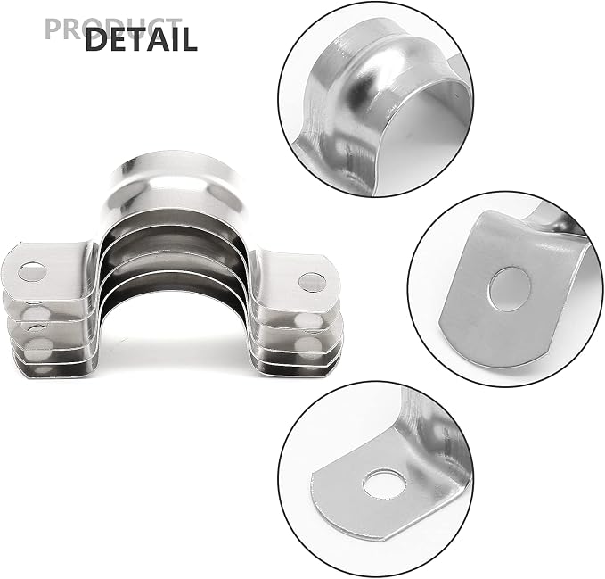 16Pcs 1-3/8 Inch Stainless Steel Conduit Clamps | Two Hole Strap, U Bracket - Image 3