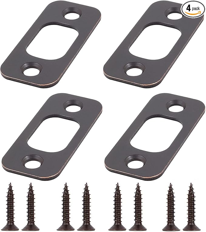 Deadbolt Strike Plate Door Backplate 1" x 2-1/4" Round Corner | Oil Rubbed by FELHOOD
