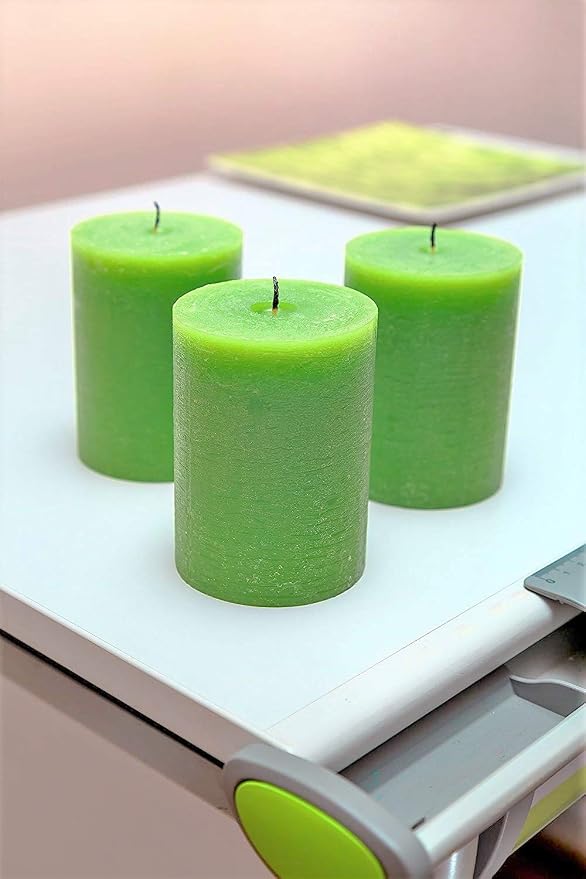 Set of 3 Pillar Candles 3" x 4" Unscented Handpoured Weddings, Home Decoration - Image 5