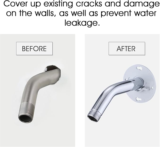 Chrome Shower Arm Flange, Shower Arm Stabilizer Bracket and Flange Cover Plate - Image 3