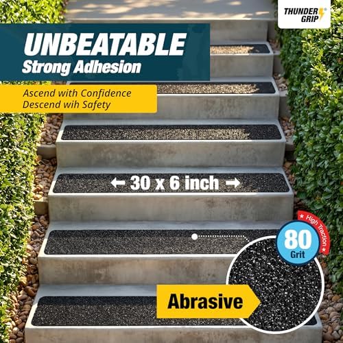 Outdoor Stair Treads Non-Slip 30" x 6" 15-Pack Waterproof 80-Grit Grip Tape - Image 3