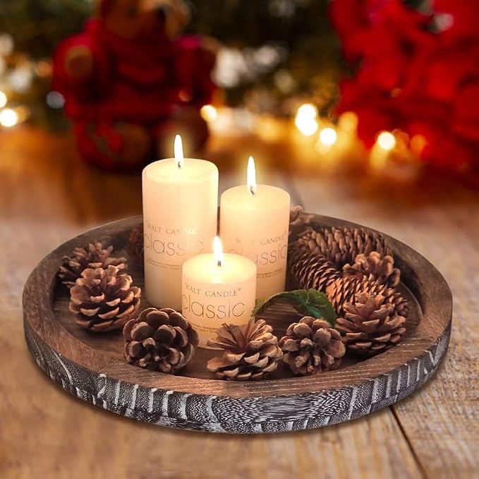 Round Decorative Wooden Serving Trays - Image 3