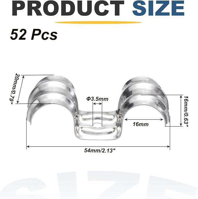 MECCANIXITY 52pcs Conduit Clamp 5/8 Inch 16mm, 2 Hole Stainless Steel Pipe Strap - Image 2