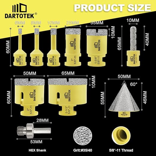 Diamond Core Drill Bits Set 10PCS Tile Hole Saw Kit - Image 2