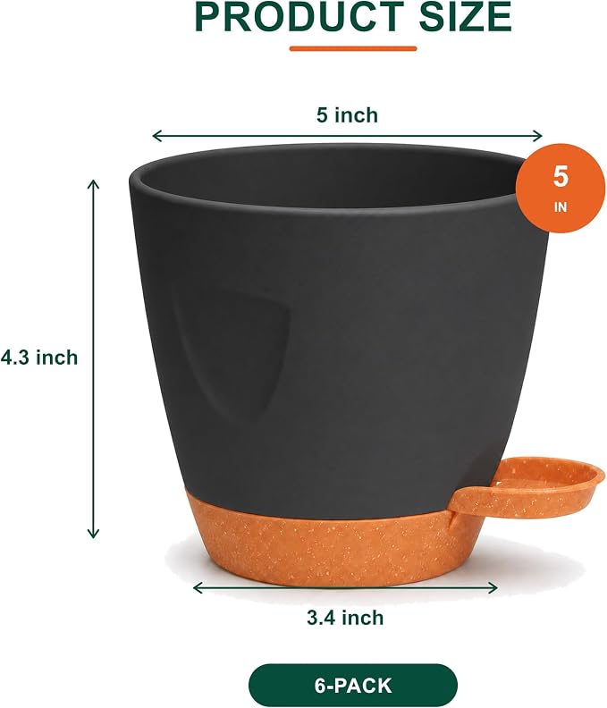 Self Watering Planter Pots for Plants, Drainage holes and saucers, - Image 2