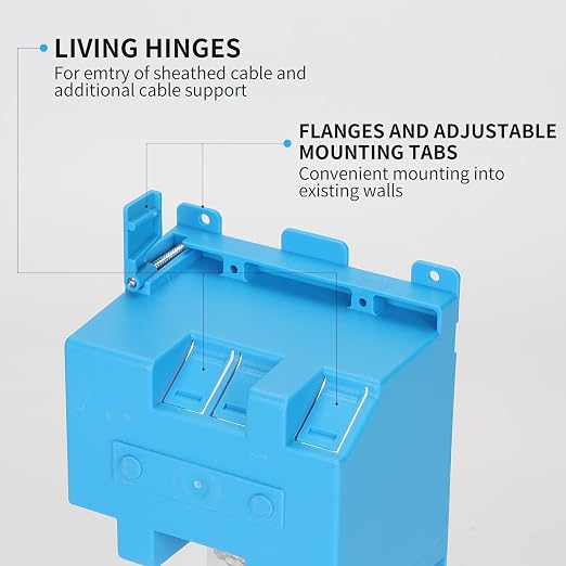 Old Work Electrical Outlet Box 2 Gang 25 Cubic Inches 12 Pack Blue | - Image 5