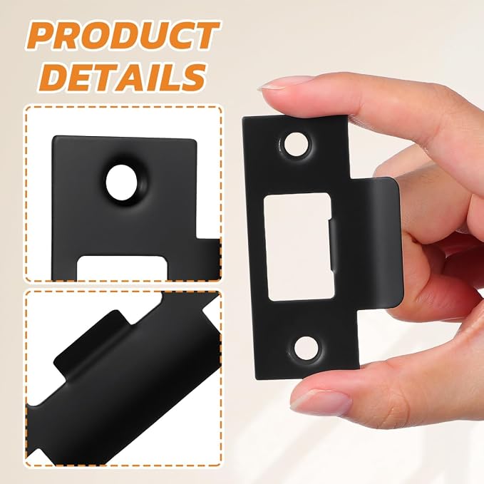 4pcs Door Strike Plate Black 2-3/4“ Deadbolt Strike Plate, Replacement Door - Image 4