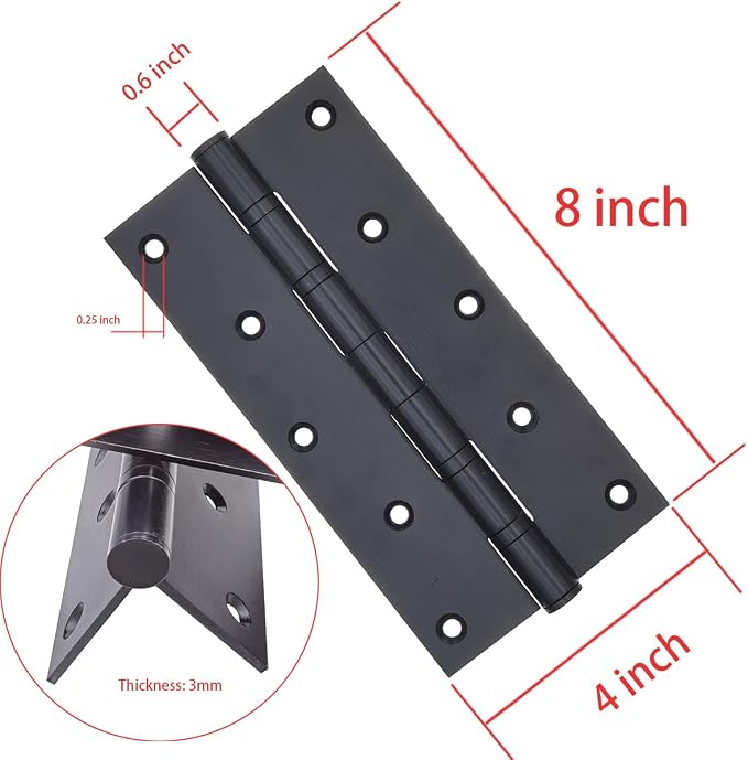 2 Pcs 8 Inch Stainless Steel Ball Bearing Door Hinges - Image 2