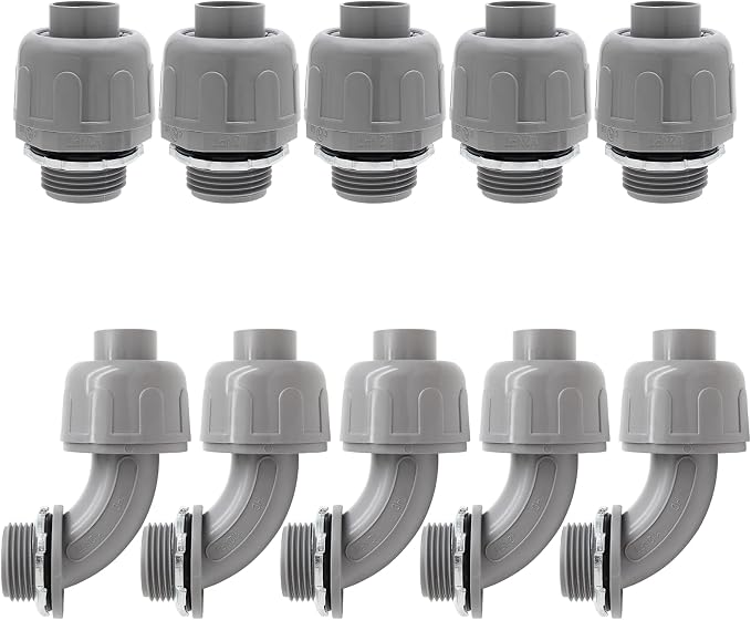10Pcs 1/2 Inch NPT Liquid Tight Connector | Nonmetallic Electrical Conduit by Moicstiy