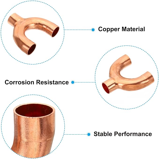 PATIKIL 1 Inch ID Copper Fitting, 3 Way Y Type 99.9% Pure Copper Pipe Fitting - Image 3