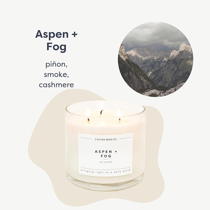 Aspen & Fog 3 Wick Scented Candle - Image 2