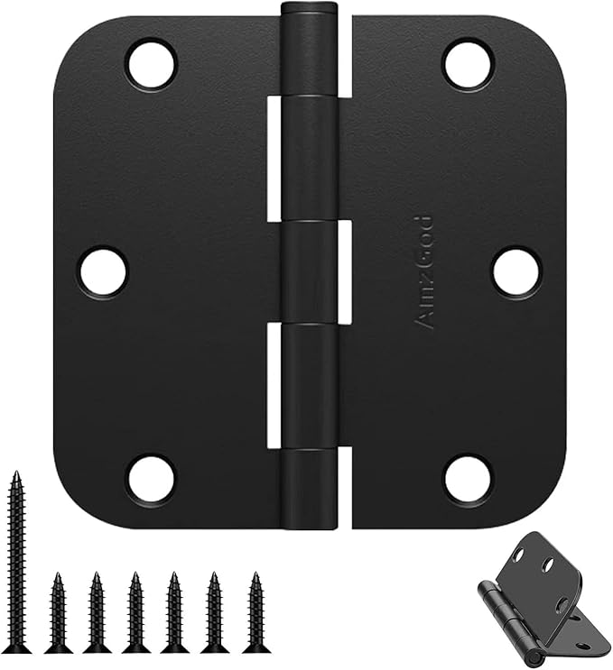 48 Pack Matte Black Door Hinges 3.5 Inch 5/8" Radius Interior | 3-1/2" Rounded - Image 7