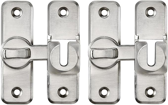 2 Pcs Silvery 90/180 Degree Flip Latch, Zinc Alloy Barn Door Latch | Right - Image 8