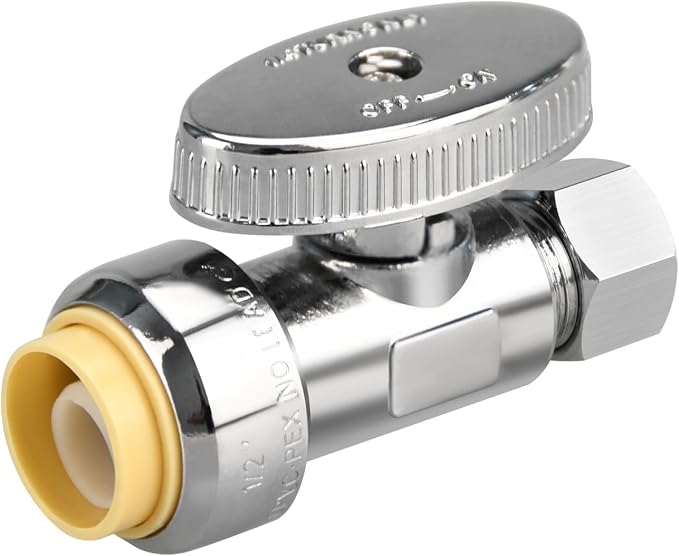 Brass Straight Stop Valve, 1/2" PTC Input, 3/8" OD Compression Output | by PXZBLG