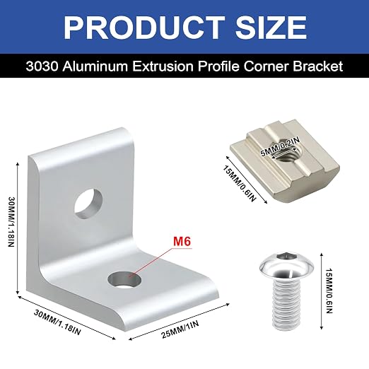 24Pack 3030 Corner Bracket Connector 90Degree Angle Bracket Silver | 30 Series - Image 2