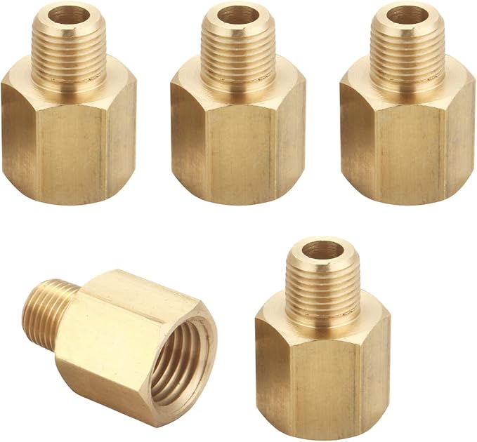 Brass Pipe Fitting Adapter, 1/8" NPT Male x 1/4" NPT Female by TTANYAHARDWARE