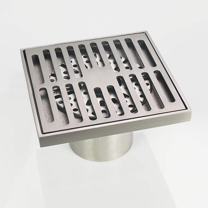 PHASAT Brass Floor Drain Contemporary 4 inches Square, by PHASAT