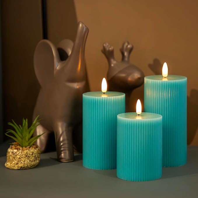 Teal Flameless Candles with Remote - Image 2