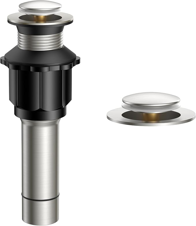 FORIOUS Bathroom Sink Drain Without Overflow, Brushed Nickel Pop Up Drain by FORIOUS