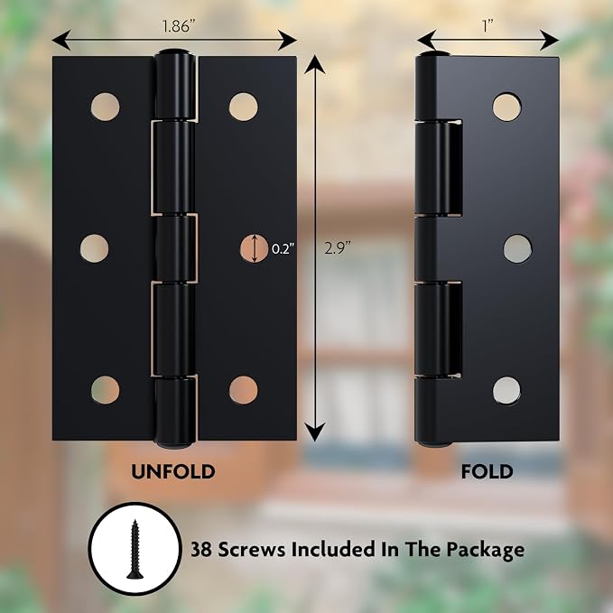 6 Pack 3” Black Door Hinge - Image 2
