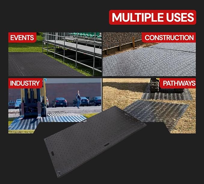 4' x 8' - 3/4" Thick Heavy Duty Ground Protection Mats - Easily Supports 180 - Image 5