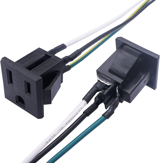 weideer 3Pcs 3 Pins US Power Socket Plug Panel 15A 125V AC Panel Mount Outlet - Image 2