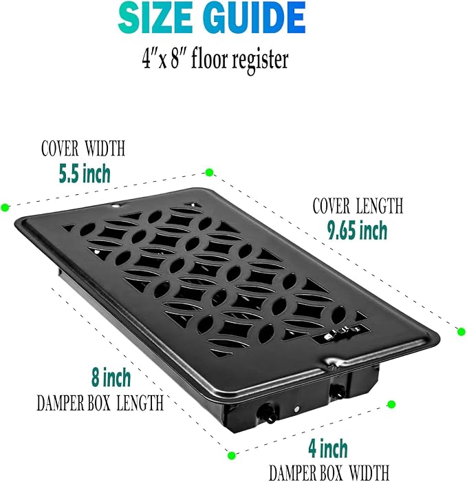 4x8 Vent Covers for Home Floor, Floor Vent Cover, Air Vents, All Steel Heavy - Image 2