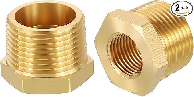 2 Pack Male to FeMale Adapters, 3/4" MNPT x 3/8" FNPT Threaded Brass Hex by Rebower