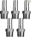 Stainless Steel Hose Barb Fitting 3/16" Hose Barb to 3/8" NPT Male Thread by Fitvell
