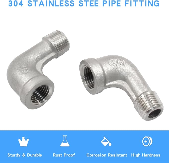 2Pcs 304 Stainless Steel 90 Degree Elbow Fittings, 1/8" NPT | Female x Male - Image 5