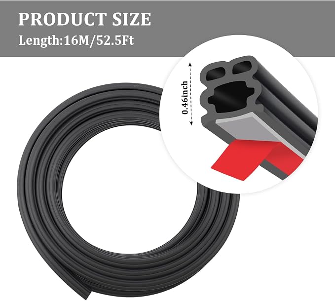 52.5Ft Car Door Seal, Thickened Rubber Automotive Weather Stripping - Image 2