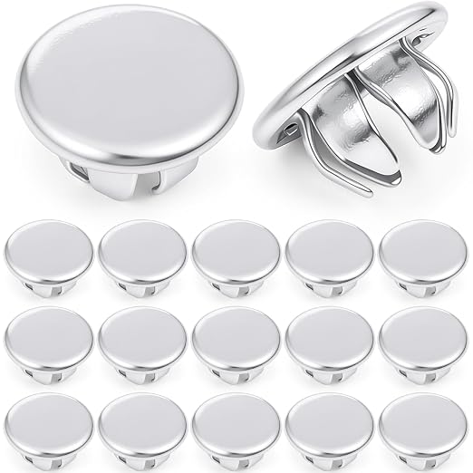 Hicarer 15 Pack Fit 1/4" Hole Metal Hole Plugs, Nickel-Plated Steel Snap-in by Hicarer