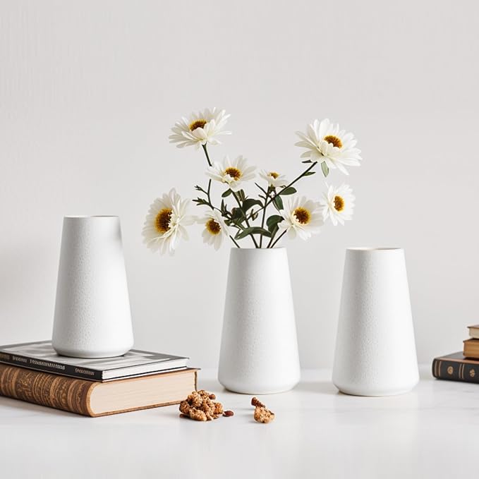 Modern White Small Ceramic Vase Set of 6 - Image 2